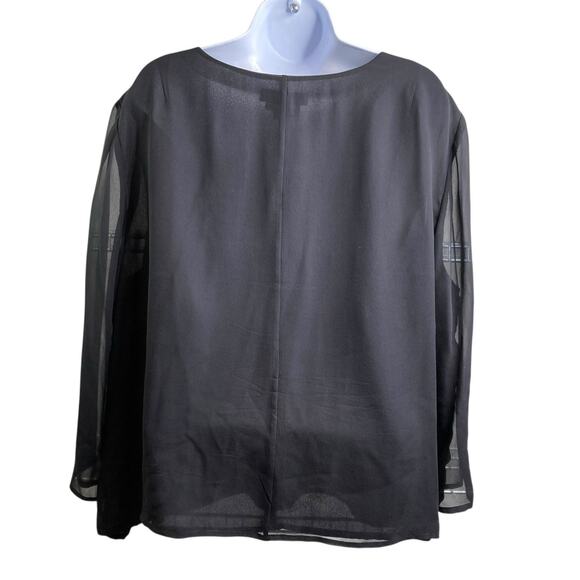 Maggy London Women's Black Silk Chiffon Blouse Size 20 Minimalist Lagenlook - Picture 2 of 9